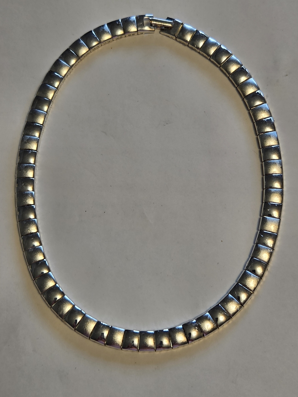 Vtg Napier 16" Silver-Tone Hinged Link Choker Necklace